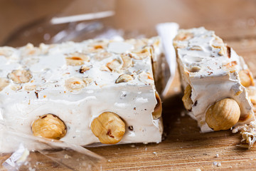 Hazelnut torrone or nougat from Sardinia