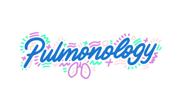 Pulmonology. Inscription medical term isolated on white background. Vector illustration.