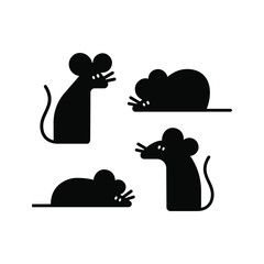 Set of Vector Mouse Logo Design Template. Rat, mouse, mice lineart design.