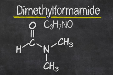 Blackboard with the chemical formula of Dimethylformamide
