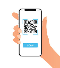 Scan QR code with Mobile phone. Electronic , digital technology, barcode. 