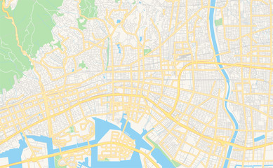 Printable street map of Nishinomiya, Japan