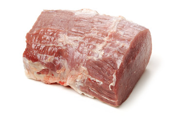 huge red meat chunk isolated over white background 