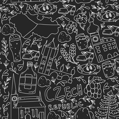 Vector icons and symbols. Czech Republic illustrations for banners, posters, background.