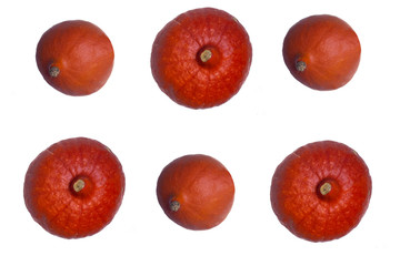 Orange pumpkin Hokkaido on a white background.