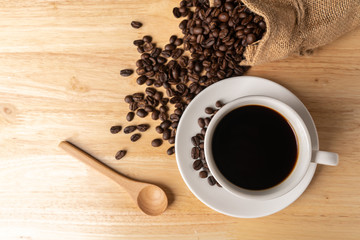 coffee cup and coffee beans