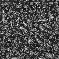 Hand vector drawn floral, leaves elements. Pattern for logo, greeting card, wedding design.