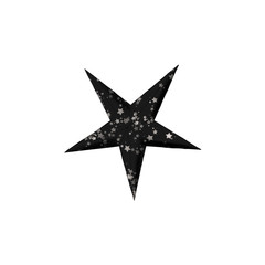 Christmas Black StarDecorations Isolated On A White Background Hand Drawn Illustration	