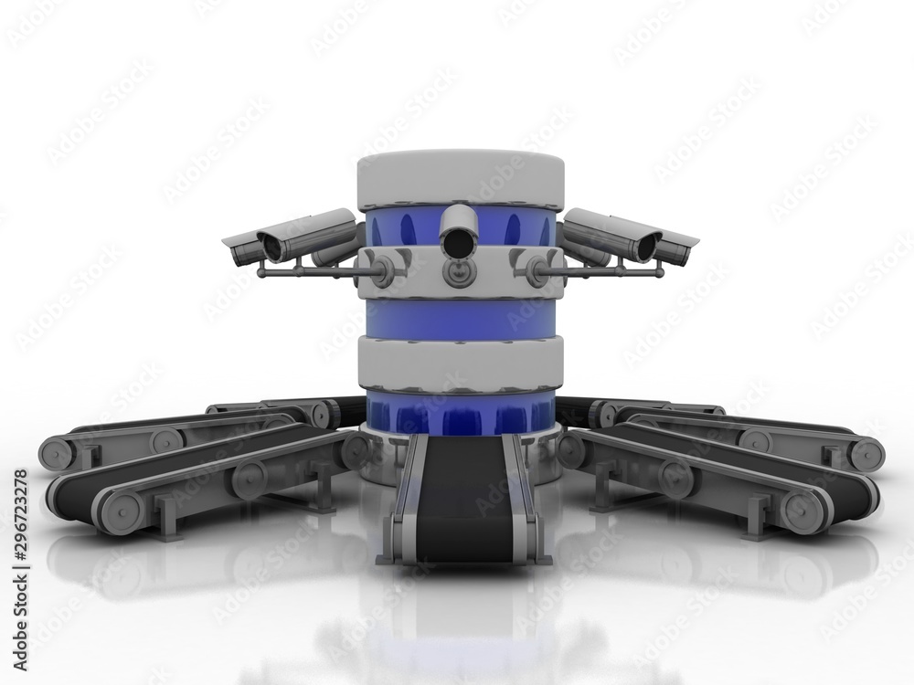 Aufkleber 3d rendering surveillance cctv security camera connected database