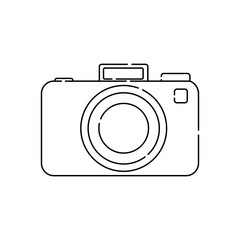 Icono plano lineal cámara fotos en color negro