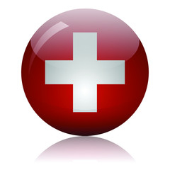 Obraz premium Swiss flag glass icon vector illustration
