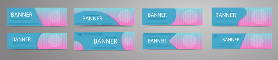 Abstract banners with holograhic pattern background and white button. Vector template set.