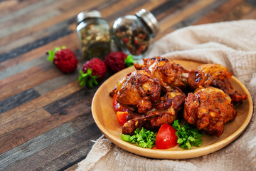fried chicken wings on table