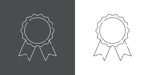 Icono plano lineal roseta con cintas en gris y blanco © teracreonte