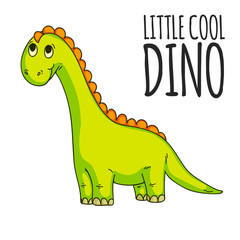 Cool dinosaur, dino. Cartoon mascot for children, kids clothing. Fashionable illustration for t-shirt designs
