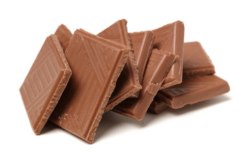 stack of chocolate on white background
