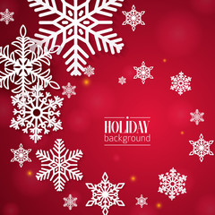 Happy New Year banner with paper cut snowflakes. Vector illustration.