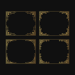 Hand drawn golden vintage frames set. Elegant ornate wedding gold borders. Vector isolated filigree invitation card. © Kirill