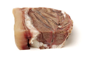 Cooked beef head meat on white background
