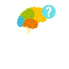 Human brain question icon. Flat illustration of human brain question vector icon for web design