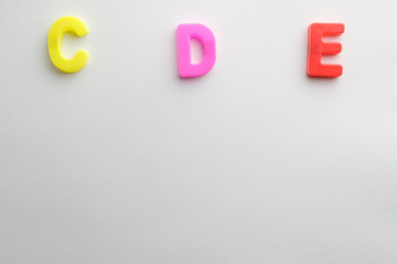 Letter to learn spelling,Colorful letter help children to learn on white background and copy space