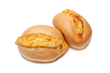 One cheese buns on a white background