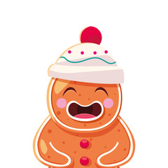 gingerbread man with hat in white background