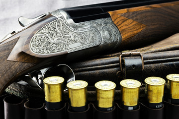 Italian double-barreled gun with a vertical arrangement of trunks