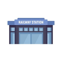 Glass railway station icon. Flat illustration of glass railway station vector icon for web design