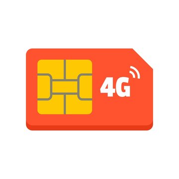 4g sim card icon. Flat illustration of 4g sim card vector icon for web design