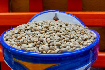 Roasted decaf coffee beans without caffeine