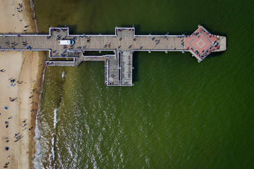 Aerial view on pier in Brzezno, Gdansk.