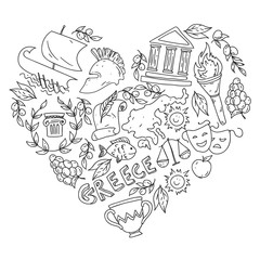 Travel to Greece elements. Greece symbols for magazines, web, tourism