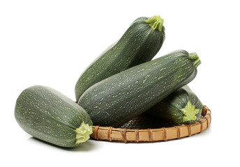 Green squash zucchini isolated on the white background