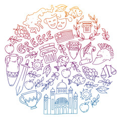 Travel to Greece elements. Greece symbols for magazines, web, tourism