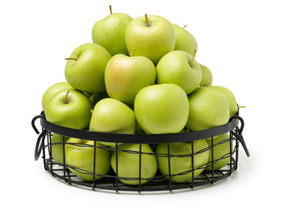 Green apple on white background