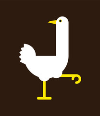 Ostrich flat design nature animal africa neck wild african beak and fauna natural standing safari zoo big feather bird. Vector illustration. Art design