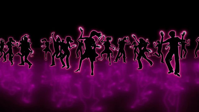 Seamless looping neon dancing silhouettes 