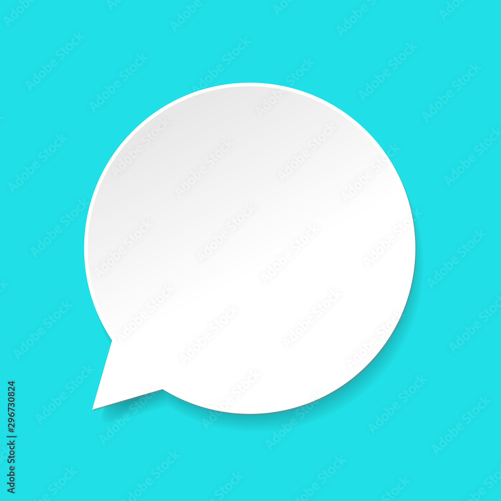Poster speech bubble vector icon, flat cartoon empty or blank dialogue ballon for text in paper style isola
