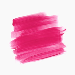 Art brush stroke paint abstract  background - Vector. Creative pink acrylic logo design.