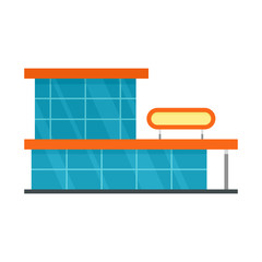 Storefront mall icon. Flat illustration of storefront mall vector icon for web design