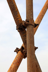 Oxidation rusty scaffolding