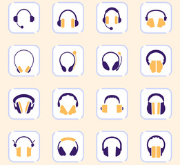 Headphones icons set