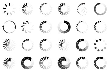 Loader icon vector circle button. Load sign symbol progress bar for upload download round process. Vector illustration.