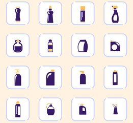 Household chemicals icons set