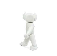 Plasticine white robot isolated on white background.