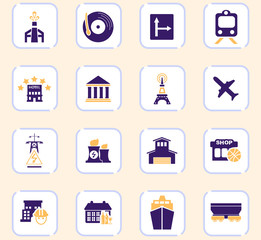 Infrastucture of the city icons set