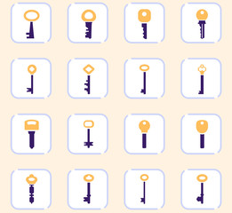 Lock and Key icons set