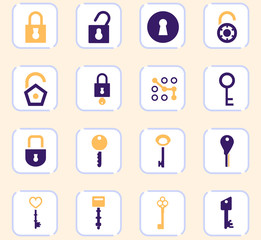 Lock and Key icons set
