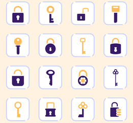 Lock and Key icons set